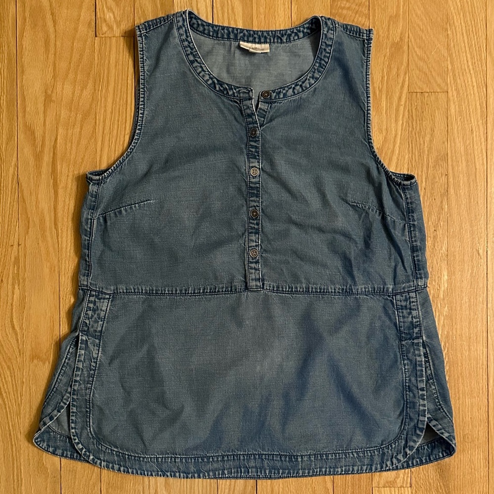 J. Jill Tencel-Soft Linen Denim Look Sleeveless Shirt, Size M